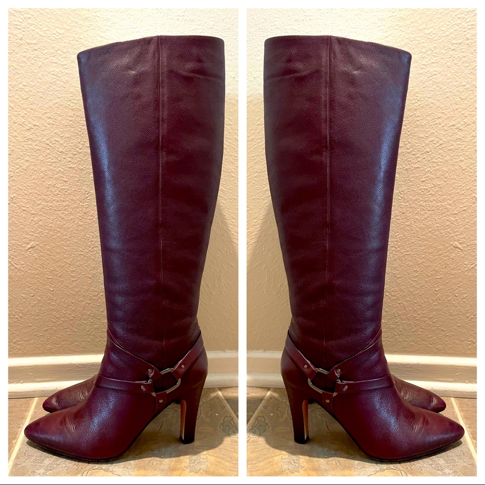 Vince Camuto: size:8 mahogany red leather knee boots